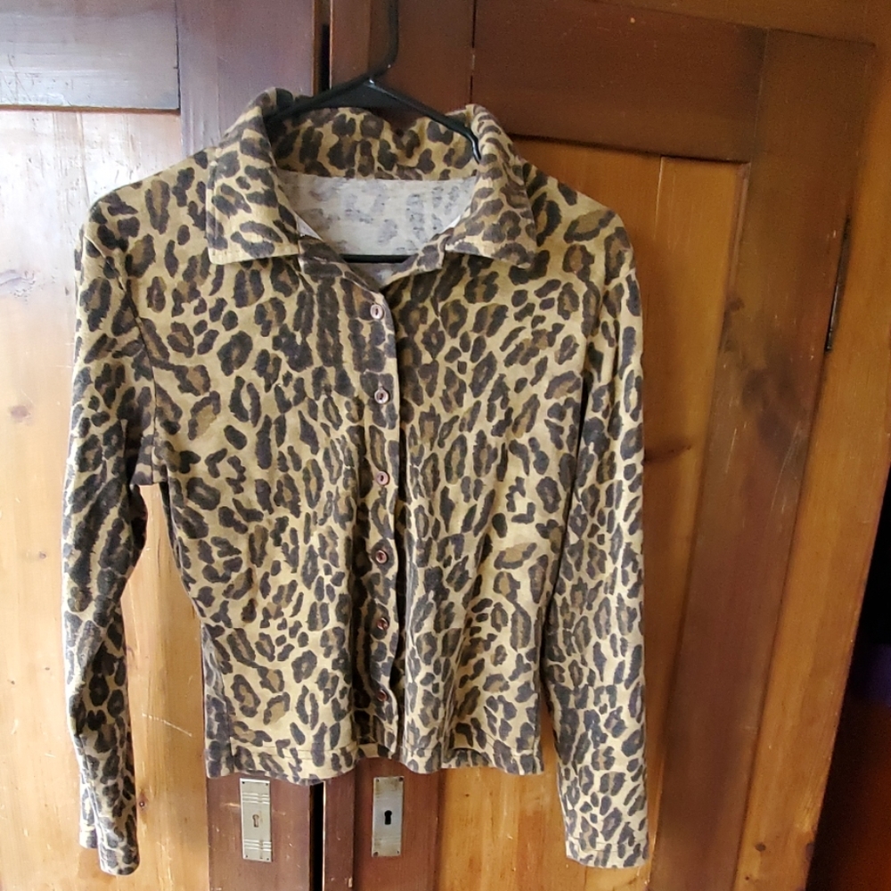 Leopard Cotton Button Down Shirt